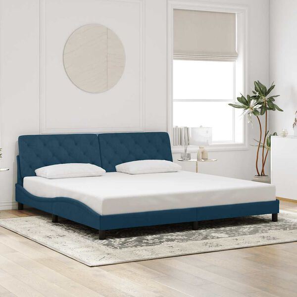 vidaXL Bedframe met LED zonder matras fluweel blauw 200x200 cm