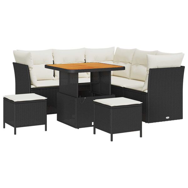 vidaXL Tuin Sofa Set met kussen met opslag 8 pcs Zwart en cr&egrave;me