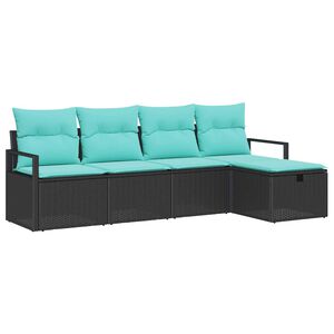 vidaXL Bankstel 5 st 5-Aantal zitplaatsen Zwart en Turquoise