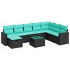 vidaXL 9-delige Loungeset met kussens poly rattan zwart