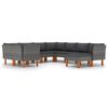 vidaXL 9-delige Loungeset met kussens poly rattan grijs