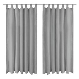 vidaXL Micro-satijnen gordijnen met lussen 140x225 cm grijs 2 st