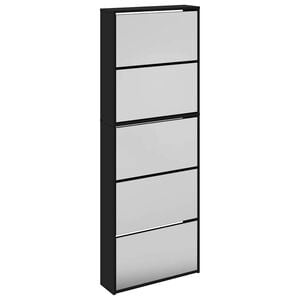 vidaXL Schoenenkast met spiegel 5-laags 63x17x169,5 cm zwart