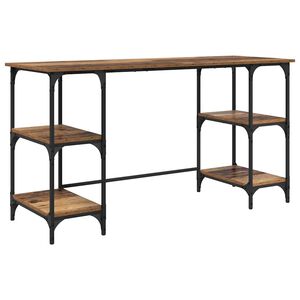 vidaXL Bureau met plank Oud Hout 140 x 50 x 75 cm Bewerkt hout