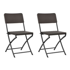 vidaXL Opklapbare stoelen, 2 stuks, HDPE en staal, bruin