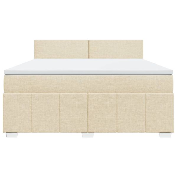 vidaXL Boxspring met matras stof cr&egrave;mekleurig 180x200 cm