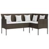 vidaXL Loungebank met kussens L-vormig poly rattan bruin