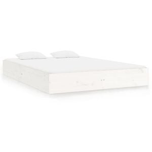 vidaXL Bedframe massief hout wit 200x200 cm