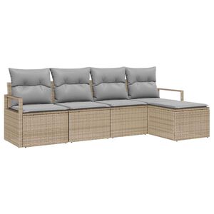 vidaXL Bankstel met kussen 5 pcs Beige poly rattan