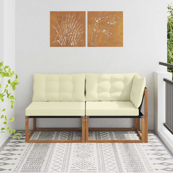 vidaXL Midden en Hoek Sofa 2 Stuk Naturel Massief Acaciahout