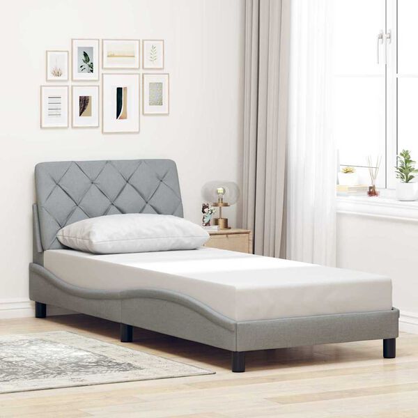 vidaXL Bedframe zonder matras 90x200 cm stof lichtgrijs
