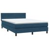 vidaXL Boxspring met matras fluweel donkerblauw 140x220 cm