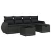 vidaXL 6-delige Loungeset met kussens poly rattan zwart