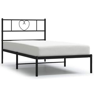 vidaXL Bedframe met hoofdbord metaal zwart 100x190 cm