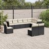 vidaXL 10-delige Loungeset met kussens poly rattan zwart