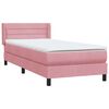 vidaXL Boxspring met matras fluweel roze 90x220 cm