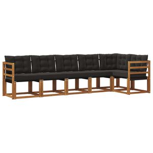 vidaXL Buiten bankenset met kussen 6 pcs Natuurlijk en Zwart