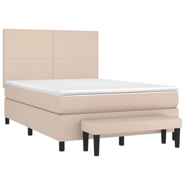 vidaXL Boxspring met matras kunstleer cappuccinokleurig 140x200 cm