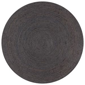 vidaXL Vloerkleed handgemaakt rond 90 cm jute donkergrijs