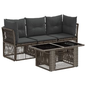 vidaXL Tuinbankenset 4 st Grijs poly rattan