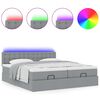 vidaXL Ottoman bed met matrassen en LED's 180x200cm stof lichtgrijs