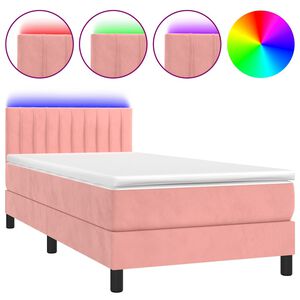 vidaXL Boxspring met matras en LED fluweel roze 80x200 cm