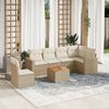 vidaXL 7-delige Loungeset met kussens poly rattan beige