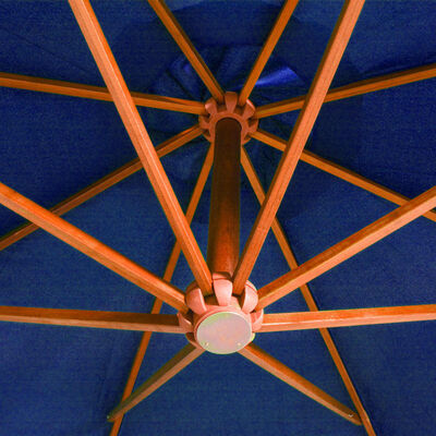 vidaXL Zweefparasol met paal 3,5x2,9 m massief vurenhout azuurblauw