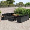 vidaXL Tuinbankenset 11 pcs Zwart Poly rattan en gepoedercoat staal