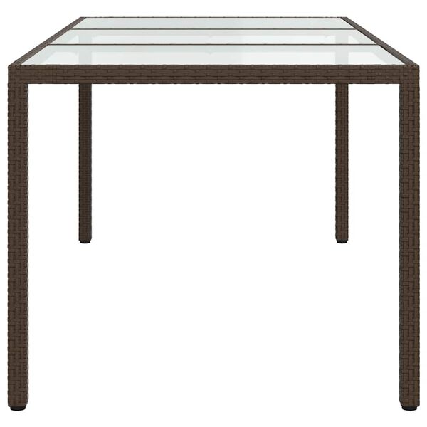 vidaXL Tuintafel 190x90x75 cm gehard glas en poly rattan bruin