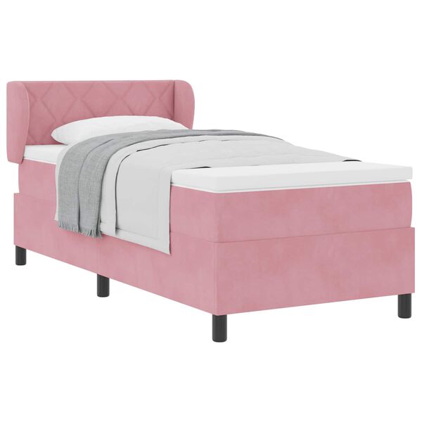 vidaXL Boxspringbed met matras met hoofdeinde Roze 90 x 190 cm Fluweel