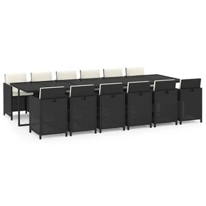 vidaXL 13-delige Tuinset met kussens poly rattan zwart