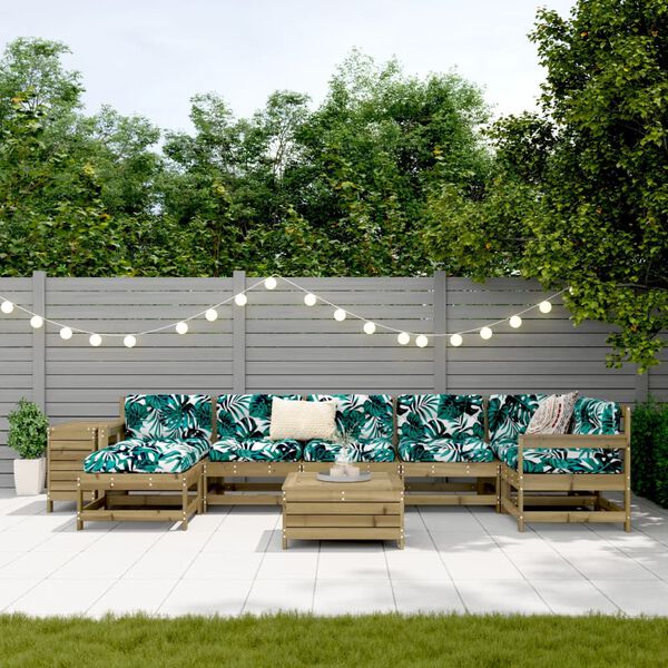 vidaXL 9-delige Loungeset ge&iuml;mpregneerd grenenhout