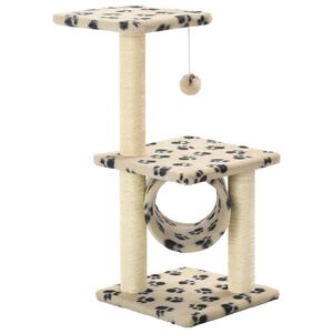 vidaXL Kattenkrabpaal met sisal krabpalen 65 cm pootafdrukken beige