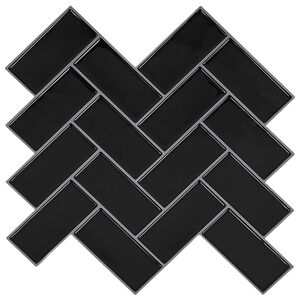 vidaXL Haringbeen Tegel 10 st Zwart 30 x 30 cm Polyurethaan en PET