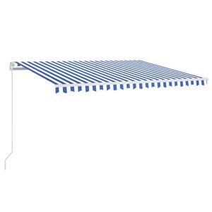vidaXL Luifel handmatig uittrekbaar 450x350 cm blauw en wit