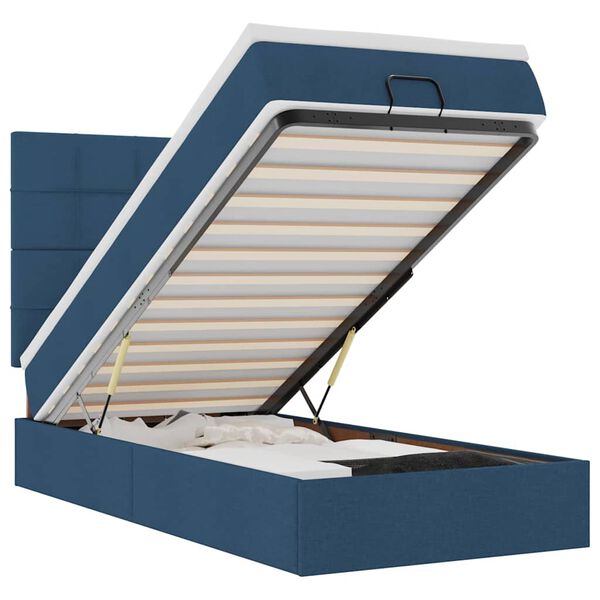 vidaXL Ottoman bed met matras en LED's 80x200cm stof blauw