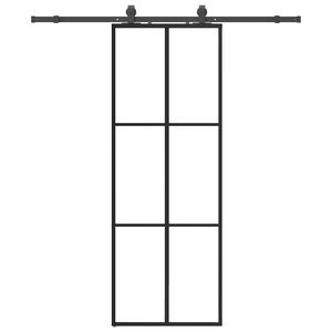 vidaXL Schuifdeur met beslagset 76x205 cm ESG glas zwart