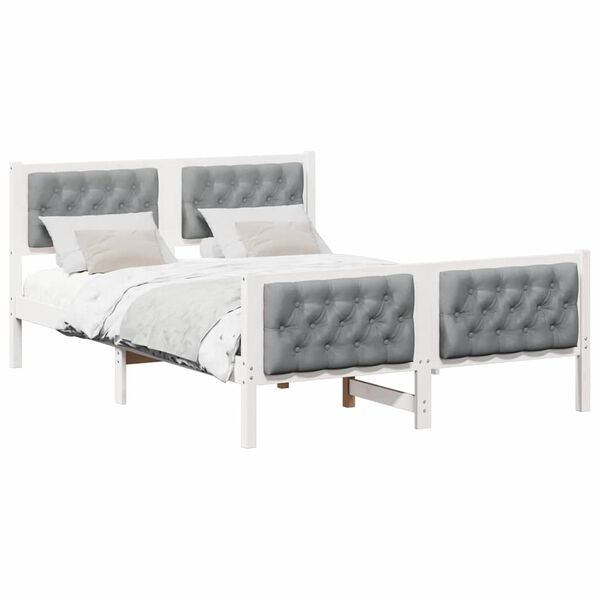 vidaXL Bedframe Lichtgrijs 150 x 200 cm Massief grenenhout