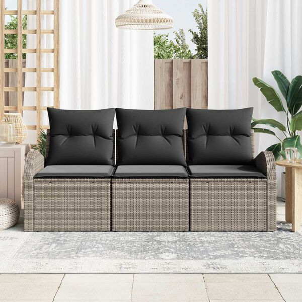 vidaXL Tuin Sofa Set Grijs poly rattan