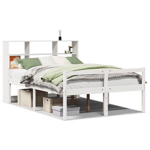 vidaXL Bed met boekenkast zonder matras grenenhout wit 160x200 cm
