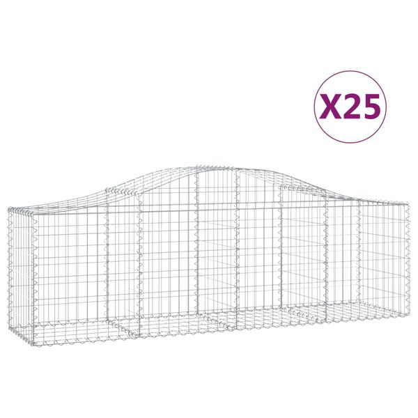 vidaXL Schanskorven 25 st gewelfd 200x50x60/80 cm gegalvaniseerd ijzer
