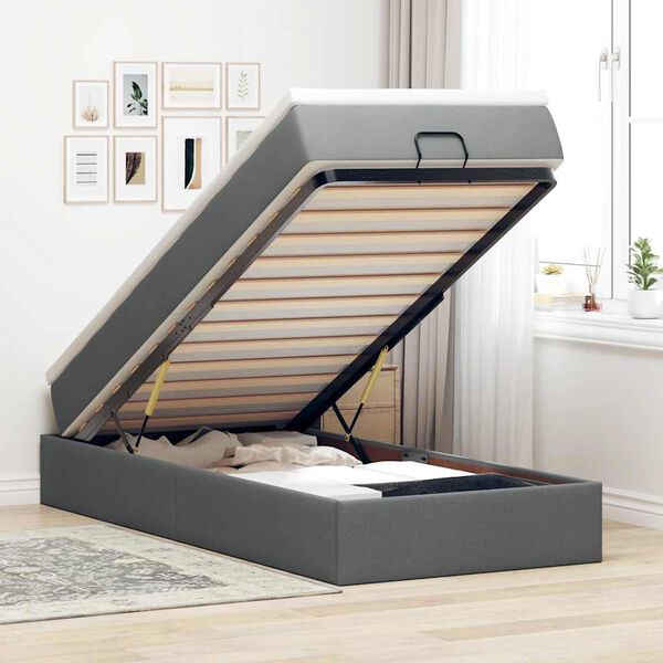vidaXL Ottoman bed met matras 80x200cm stof donkergrijs