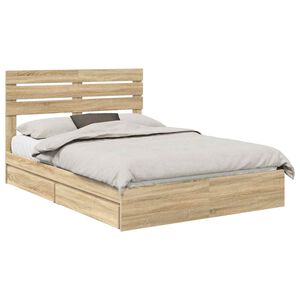 vidaXL Opslag bed met lade Sonoma Eiken 150 x 200 cm Bewerkt hout