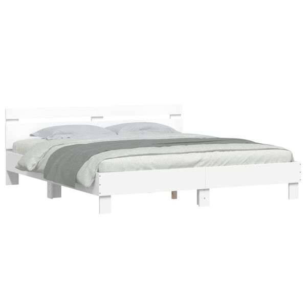 vidaXL Bedframe met hoofdeinde en LED wit 180x200 cm