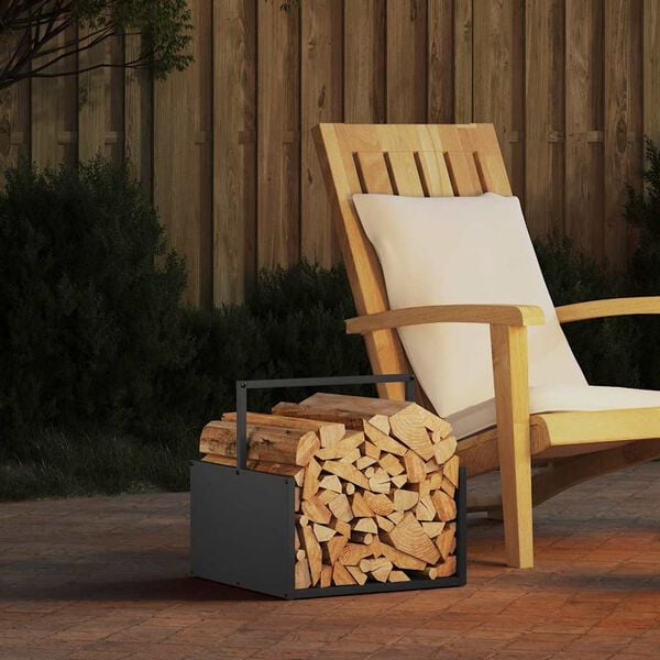 vidaXL Brandhoutrek 40x40x40 cm koudgewalst staal zwart