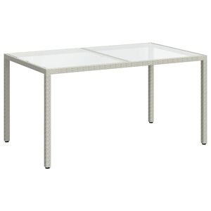 vidaXL Tuintafel 150x90x75 cm gehard glas en poly rattan wit