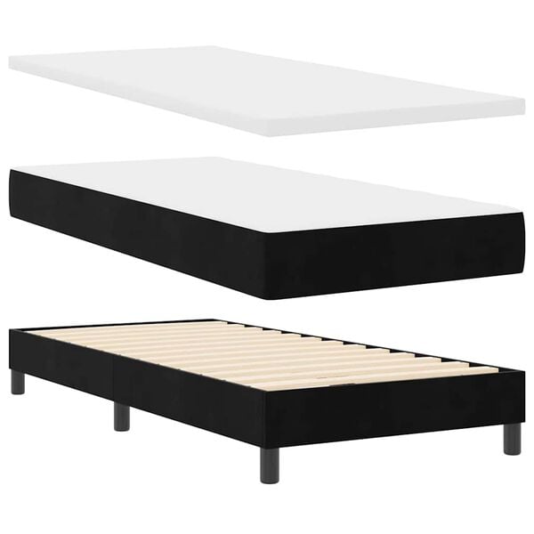 vidaXL Boxspringbed met matras Zwart 100 x 200 cm Fluweel