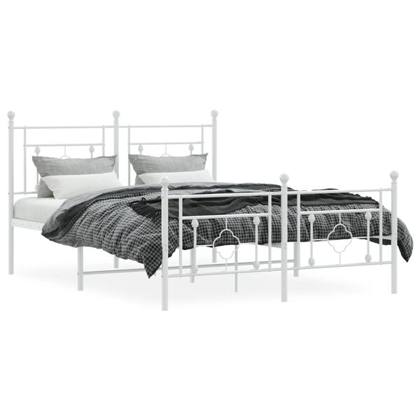vidaXL Bedframe met hoofd- en voeteneinde metaal wit 140x200 cm