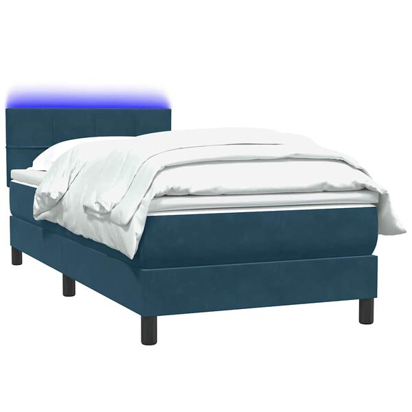 vidaXL Boxspring met matras en LED fluweel donkerblauw 80x210 cm